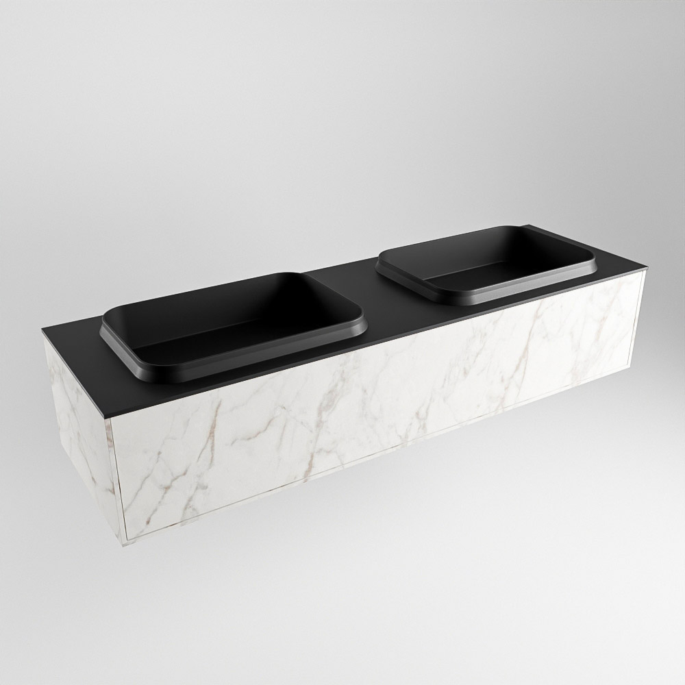 MONDIAZ ERIN 150cm mueble de baño color Carrara 1 cajón. Lavabo RIDGE Doble sin orificio color Urban. 3 MONDIAZ ERIN 150cm mueble de baño color Carrara 1 cajón. Lavabo RIDGE Doble sin orificio color Urban. - Imagen 3