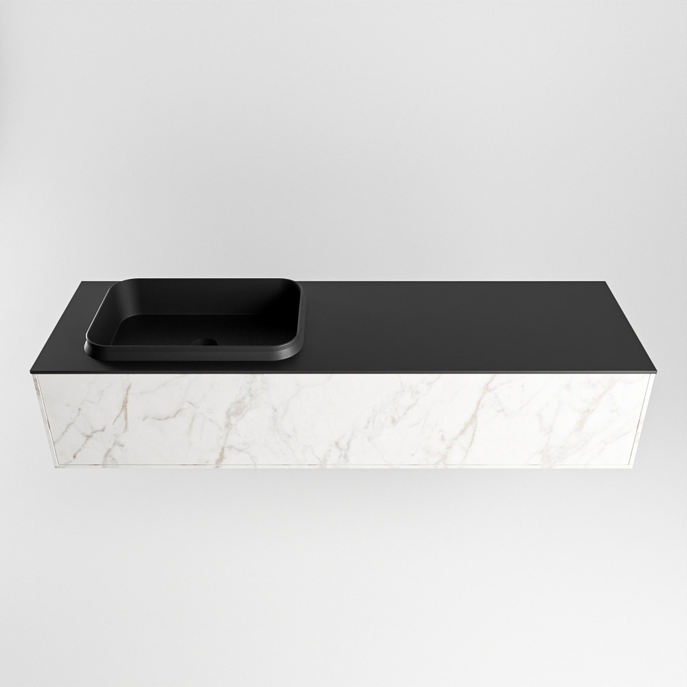 MONDIAZ ERIN 150cm mueble de baño color Carrara 1 cajón. Lavabo RIDGE Izquierda 1 orificio color Urban. 4 MONDIAZ ERIN 150cm mueble de baño color Carrara 1 cajón. Lavabo RIDGE Izquierda 1 orificio color Urban. - Imagen 4