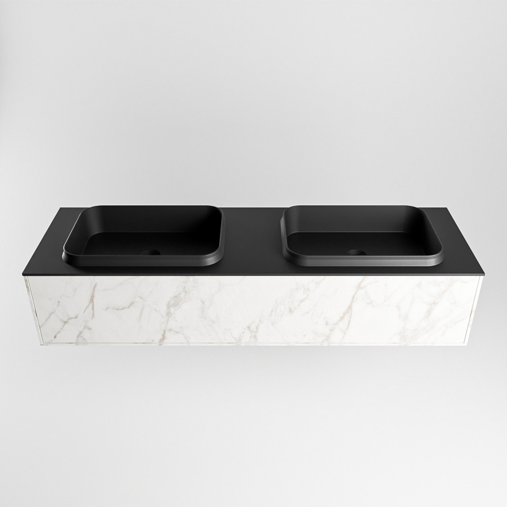 MONDIAZ ERIN 150cm mueble de baño color Carrara 1 cajón. Lavabo RIDGE Doble 2 orificios color Urban. 4 MONDIAZ ERIN 150cm mueble de baño color Carrara 1 cajón. Lavabo RIDGE Doble 2 orificios color Urban. - Imagen 4
