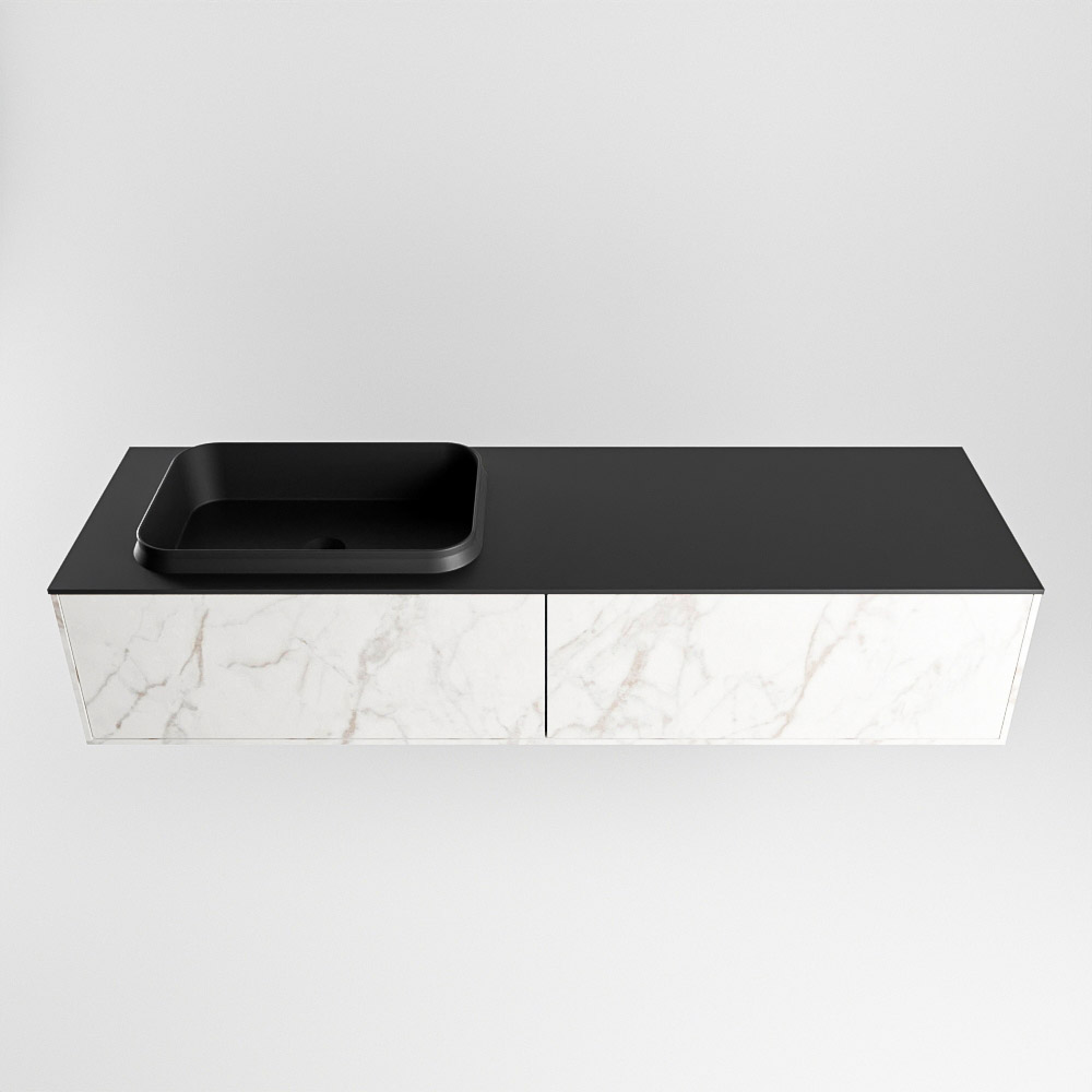 MONDIAZ ERIN 150cm mueble de baño color Carrara 2 cajones. Lavabo RIDGE Izquierda 1 orificio color Urban. 4 MONDIAZ ERIN 150cm mueble de baño color Carrara 2 cajones. Lavabo RIDGE Izquierda 1 orificio color Urban. - Imagen 4