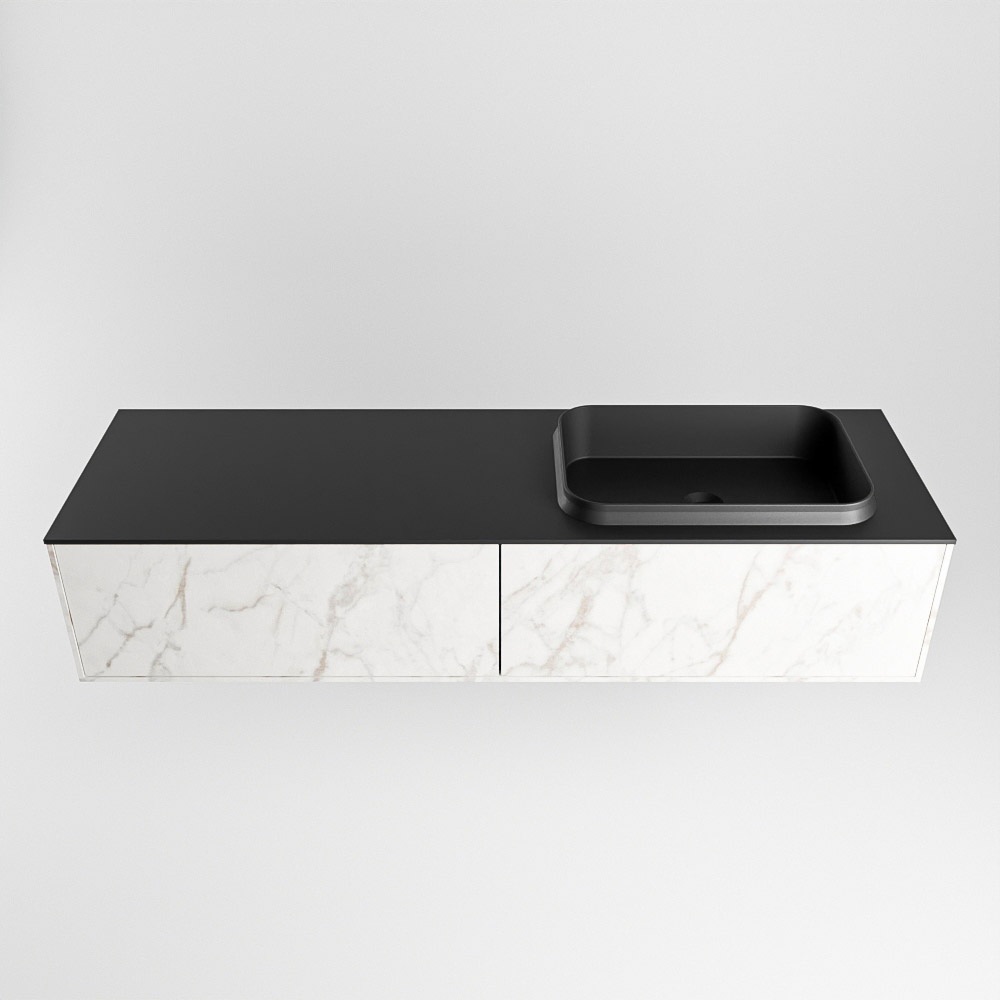 MONDIAZ ERIN 150cm mueble de baño color Carrara 2 cajones. Lavabo RIDGE Derecho 1 orificio color Urban. 4 MONDIAZ ERIN 150cm mueble de baño color Carrara 2 cajones. Lavabo RIDGE Derecho 1 orificio color Urban. - Imagen 4