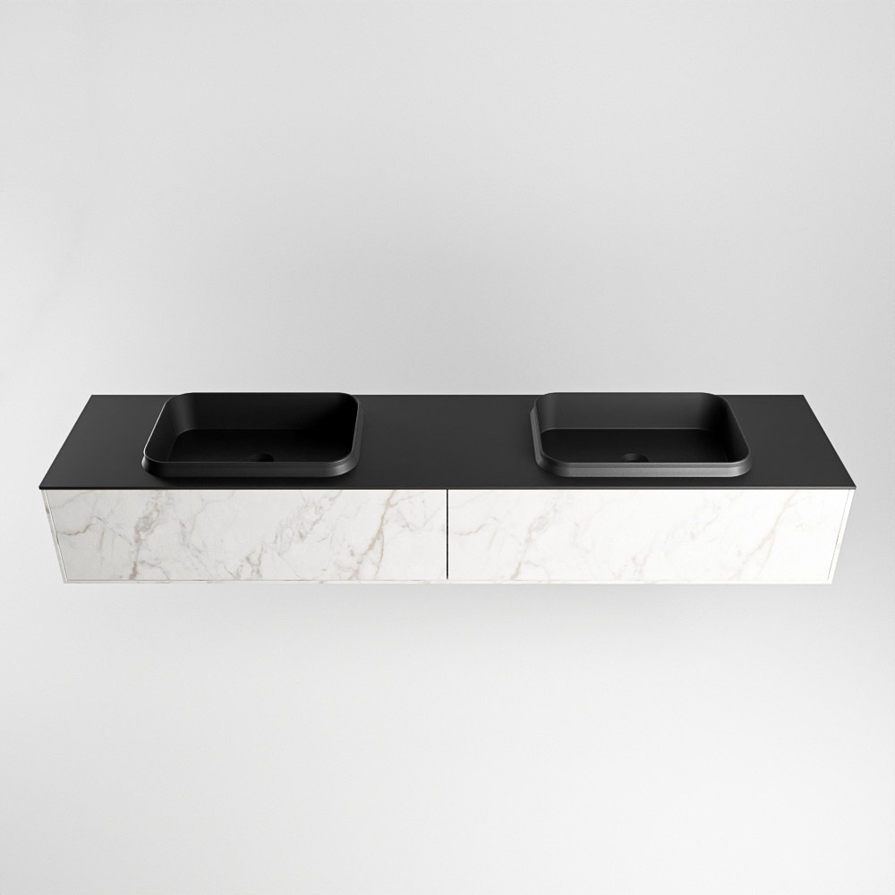 MONDIAZ ERIN 200cm mueble de baño color Carrara 2 cajones. Lavabo RIDGE Doble 2 orificios color Urban. 4 MONDIAZ ERIN 200cm mueble de baño color Carrara 2 cajones. Lavabo RIDGE Doble 2 orificios color Urban. - Imagen 4