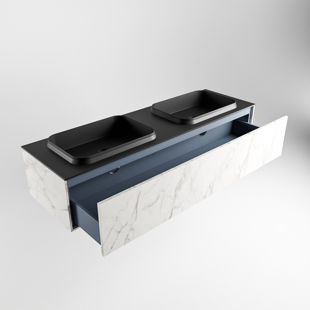 MONDIAZ ERIN 150cm mueble de baño color Carrara 1 cajón. Lavabo RIDGE Doble sin orificio color Urban. 5 MONDIAZ ERIN 150cm mueble de baño color Carrara 1 cajón. Lavabo RIDGE Doble sin orificio color Urban. - Imagen 5