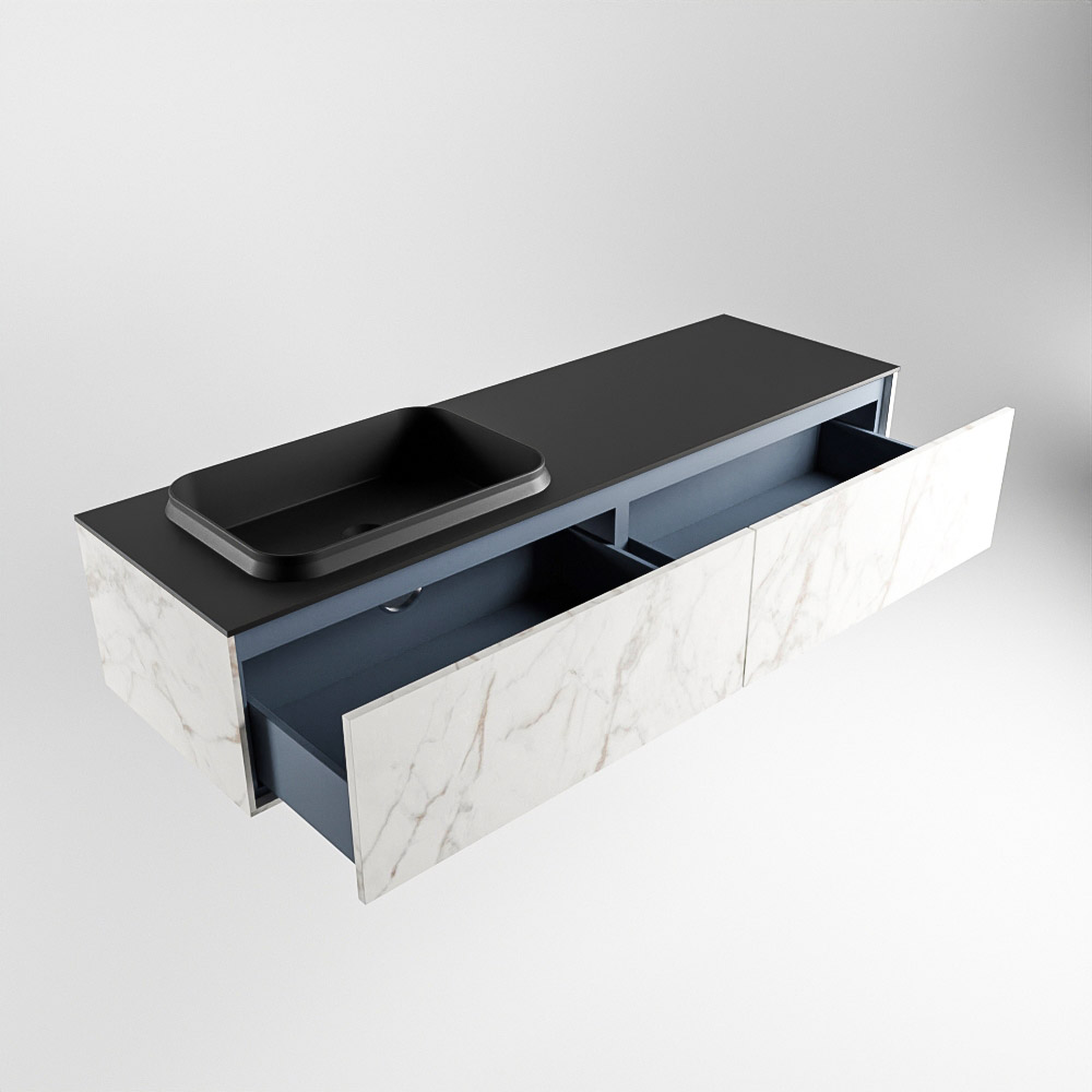 MONDIAZ ERIN 150cm mueble de baño color Carrara 2 cajones. Lavabo RIDGE Izquierda 1 orificio color Urban. 5 MONDIAZ ERIN 150cm mueble de baño color Carrara 2 cajones. Lavabo RIDGE Izquierda 1 orificio color Urban. - Imagen 5