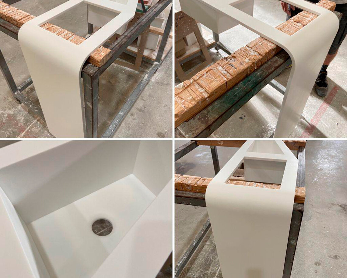 Encimera de solid surface para furgoneta camperizada