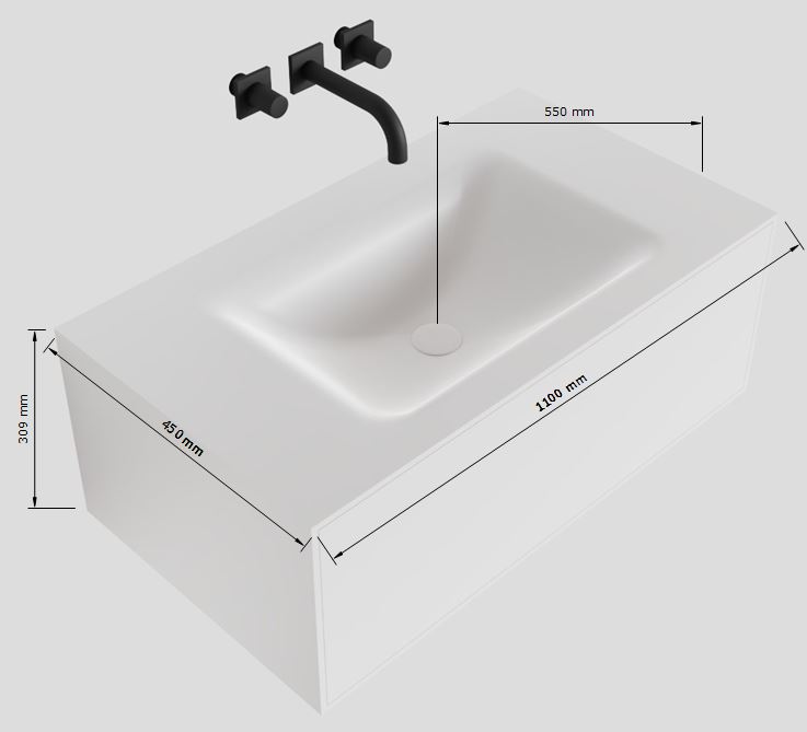 MONDIAZ LAGOM 110cm mueble de baño solid surface Urban 1 cajón lavabo CLOUD Centro 1 orificio 4 MONDIAZ LAGOM 110cm mueble de baño solid surface Urban 1 cajón lavabo CLOUD Centro 1 orificio - Imagen 4