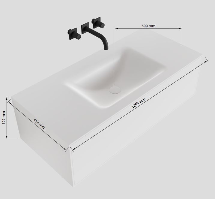 MONDIAZ LAGOM 120cm mueble de baño solid surface Urban 1 cajón lavabo CLOUD Centro sin orificio 4 MONDIAZ LAGOM 120cm mueble de baño solid surface Urban 1 cajón lavabo CLOUD Centro sin orificio - Imagen 4