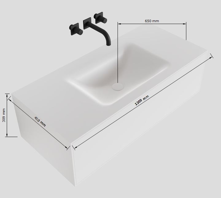 MONDIAZ LAGOM 130cm mueble de baño solid surface Urban 1 cajón lavabo CLOUD Centro 1 orificio 4 MONDIAZ LAGOM 130cm mueble de baño solid surface Urban 1 cajón lavabo CLOUD Centro 1 orificio - Imagen 4