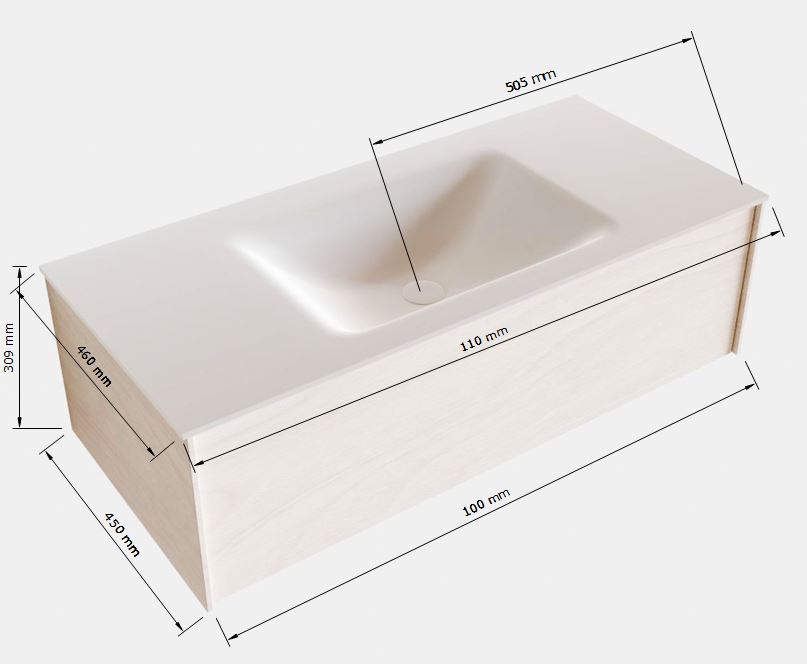 MONDIAZ LUSH 100cm mueble de baño Washed Oak 1 cajón lavabo CLOUD Centro sin orificio 5 MONDIAZ LUSH 100cm mueble de baño Washed Oak 1 cajón lavabo CLOUD Centro sin orificio - Imagen 5