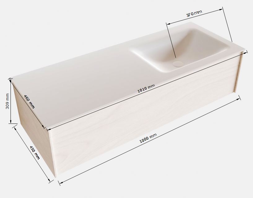 MONDIAZ LUSH 100cm mueble de baño Washed Oak 1 cajón lavabo CLOUD Derecho 1 orificio 5 MONDIAZ LUSH 100cm mueble de baño Washed Oak 1 cajón lavabo CLOUD Derecho 1 orificio - Imagen 5