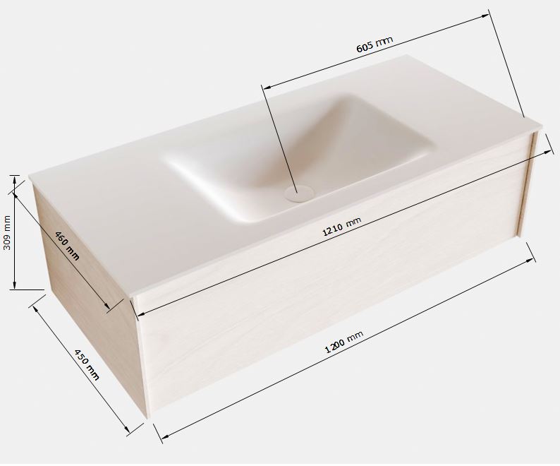 MONDIAZ LUSH 120cm mueble de baño Antracite 1 cajón lavabo CLOUD Centro 1 orificio 5 MONDIAZ LUSH 120cm mueble de baño Antracite 1 cajón lavabo CLOUD Centro 1 orificio - Imagen 5