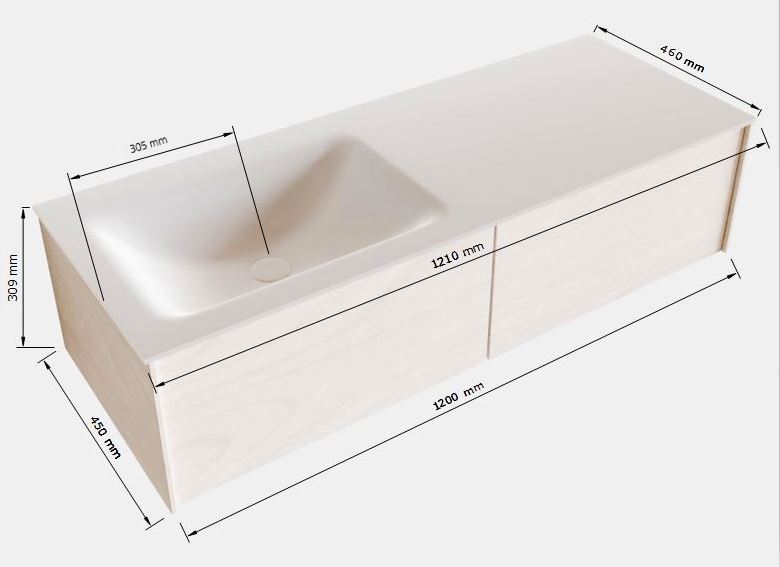 MONDIAZ LUSH 120cm mueble de baño Antracite 2 cajones lavabo CLOUD Izquierda sin orificio 5 MONDIAZ LUSH 120cm mueble de baño Antracite 2 cajones lavabo CLOUD Izquierda sin orificio - Imagen 5