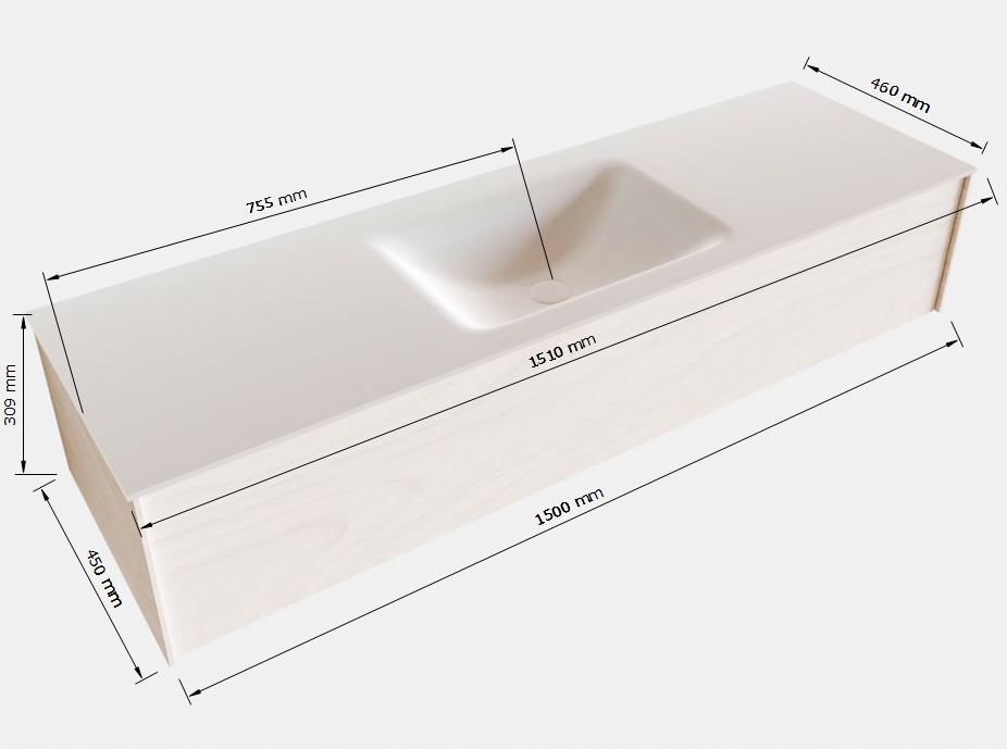 MONDIAZ LUSH 150cm mueble de baño Antracite 1 cajón lavabo CLOUD Centro 1 orificio 5 MONDIAZ LUSH 150cm mueble de baño Antracite 1 cajón lavabo CLOUD Centro 1 orificio - Imagen 5