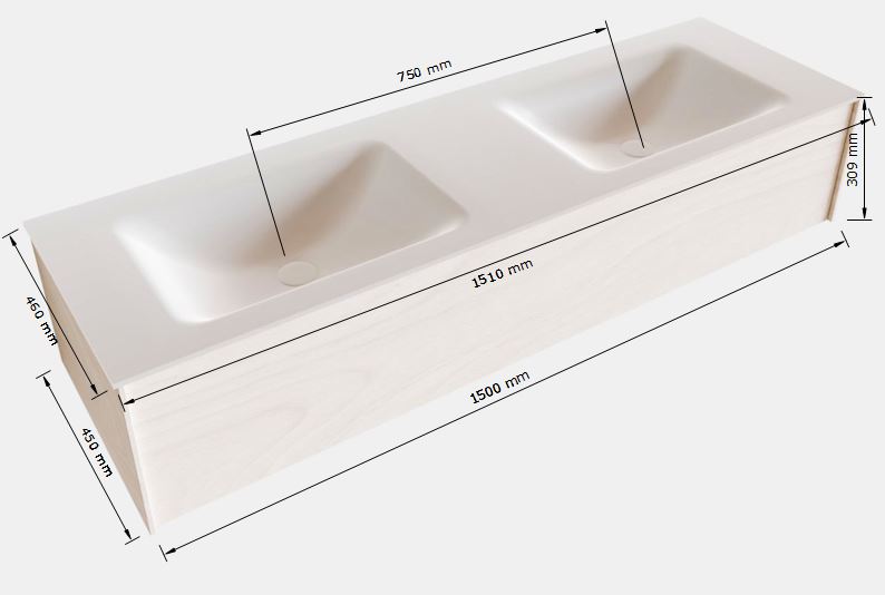 MONDIAZ LUSH 150cm mueble de baño Antracite 1 cajón lavabo CLOUD Doble 2 orificios 5 MONDIAZ LUSH 150cm mueble de baño Antracite 1 cajón lavabo CLOUD Doble 2 orificios - Imagen 5