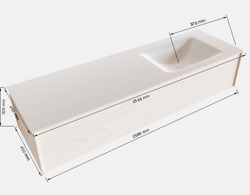 MONDIAZ LUSH 150cm mueble de baño Underlayment 1 cajón lavabo CLOUD Derecho 1 orificio 5 MONDIAZ LUSH 150cm mueble de baño Underlayment 1 cajón lavabo CLOUD Derecho 1 orificio - Imagen 5
