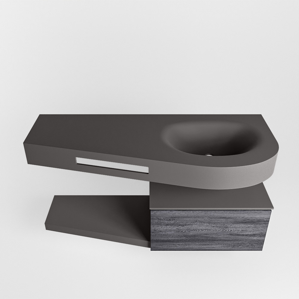 MONDIAZ RIVA 120cm mueble de baño / estante color Antracite con 1 cajón. Lavabo DULCET Derecho sin orificio, color Dark Grey. 6 MONDIAZ RIVA 120cm mueble de baño / estante color Antracite con 1 cajón. Lavabo DULCET Derecho sin orificio, color Dark Grey. - Imagen 6