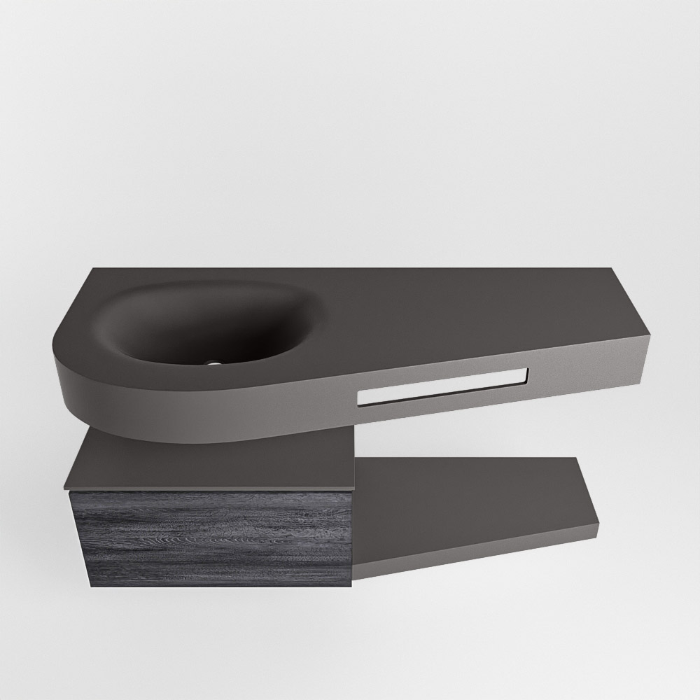 MONDIAZ RIVA 120cm mueble de baño / estante color Antracite con 1 cajón. Lavabo DULCET Izquierda 1 orificio, color Dark Grey. - Imagen 6