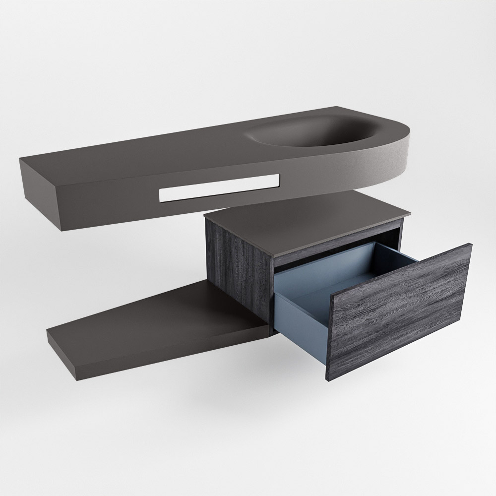 MONDIAZ RIVA 120cm mueble de baño / estante color Antracite con 1 cajón. Lavabo DULCET Derecho sin orificio, color Dark Grey. 5 MONDIAZ RIVA 120cm mueble de baño / estante color Antracite con 1 cajón. Lavabo DULCET Derecho sin orificio, color Dark Grey. - Imagen 5