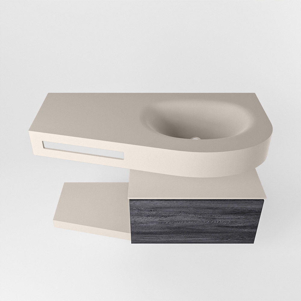 MONDIAZ RIVA 100cm mueble de baño / estante color Antracite con 1 cajón. Lavabo DULCET Derecho sin orificio, color Linen. 6 MONDIAZ RIVA 100cm mueble de baño / estante color Antracite con 1 cajón. Lavabo DULCET Derecho sin orificio, color Linen. - Imagen 6