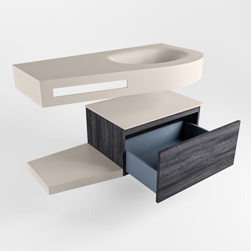 MONDIAZ RIVA 100cm mueble de baño / estante color Antracite con 1 cajón. Lavabo DULCET Derecho sin orificio, color Linen. 5 MONDIAZ RIVA 100cm mueble de baño / estante color Antracite con 1 cajón. Lavabo DULCET Derecho sin orificio, color Linen. - Imagen 5