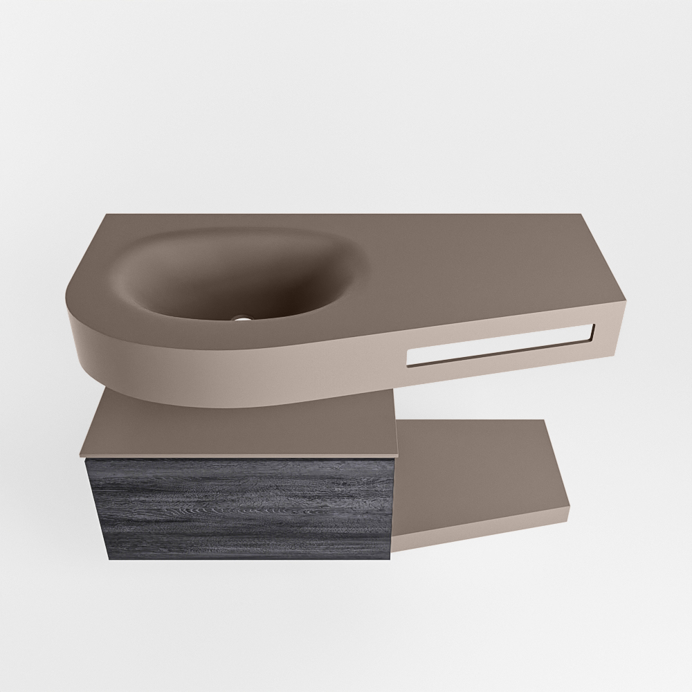 MONDIAZ RIVA 100cm mueble de baño / estante color Antracite con 1 cajón. Lavabo DULCET Izquierda 1 orificio, color Smoke. 6 MONDIAZ RIVA 100cm mueble de baño / estante color Antracite con 1 cajón. Lavabo DULCET Izquierda 1 orificio, color Smoke. - Imagen 6