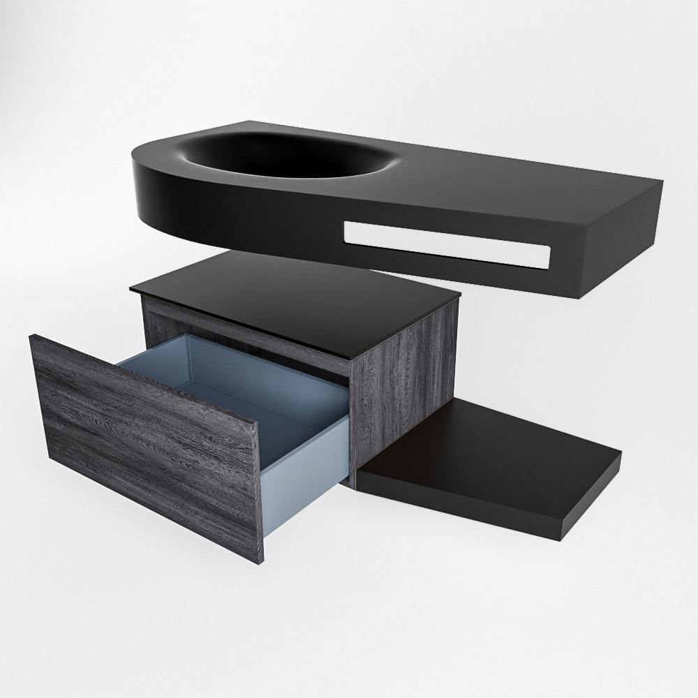 MONDIAZ RIVA 100cm mueble de baño / estante color Antracite con 1 cajón. Lavabo DULCET Izquierda 1 orificio, color Urban. 5 MONDIAZ RIVA 100cm mueble de baño / estante color Antracite con 1 cajón. Lavabo DULCET Izquierda 1 orificio, color Urban. - Imagen 5