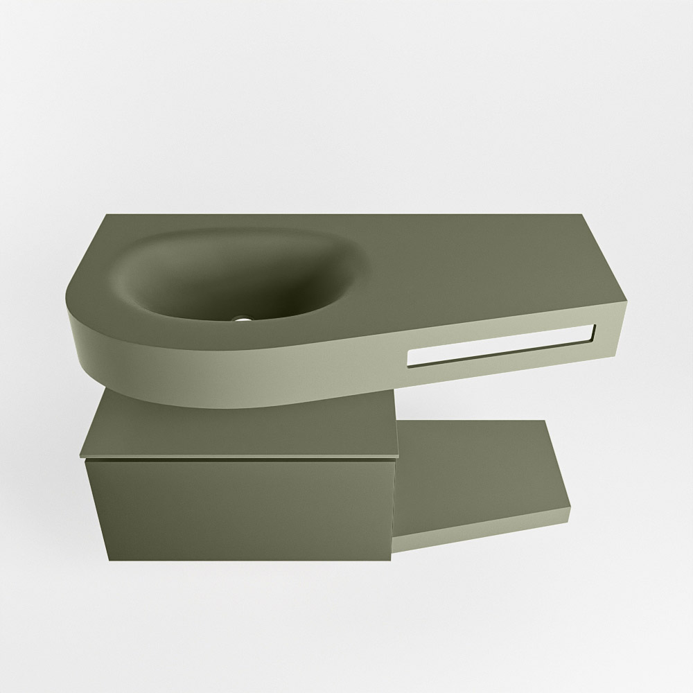 MONDIAZ RIVA 100cm mueble de baño / estante color Army con 1 cajón. Lavabo DULCET Izquierda sin orificio, color Army. 6 MONDIAZ RIVA 100cm mueble de baño / estante color Army con 1 cajón. Lavabo DULCET Izquierda sin orificio, color Army. - Imagen 6