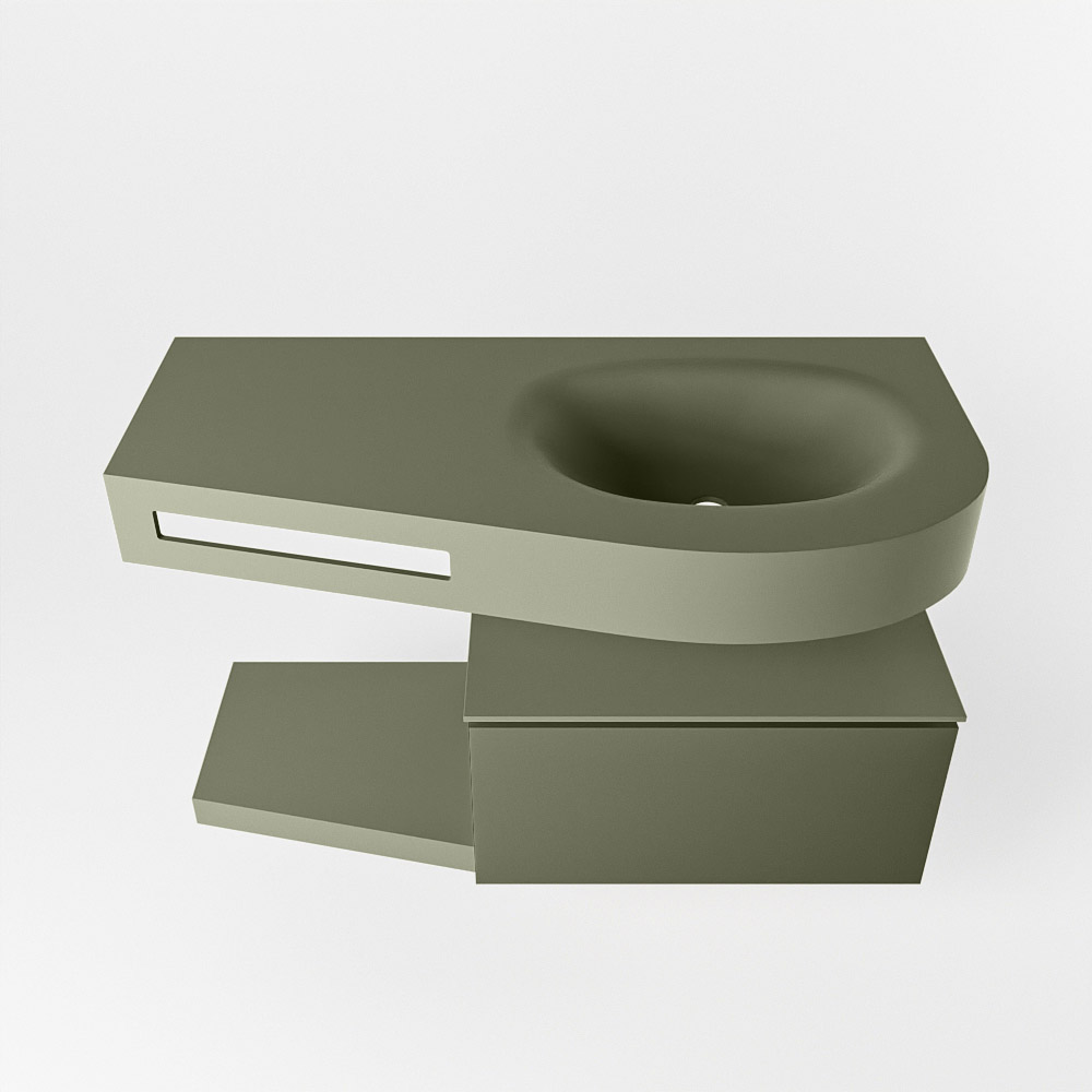 MONDIAZ RIVA 100cm mueble de baño / estante color Army con 1 cajón. Lavabo DULCET Derecho 1 orificio, color Army. 6 MONDIAZ RIVA 100cm mueble de baño / estante color Army con 1 cajón. Lavabo DULCET Derecho 1 orificio, color Army. - Imagen 6