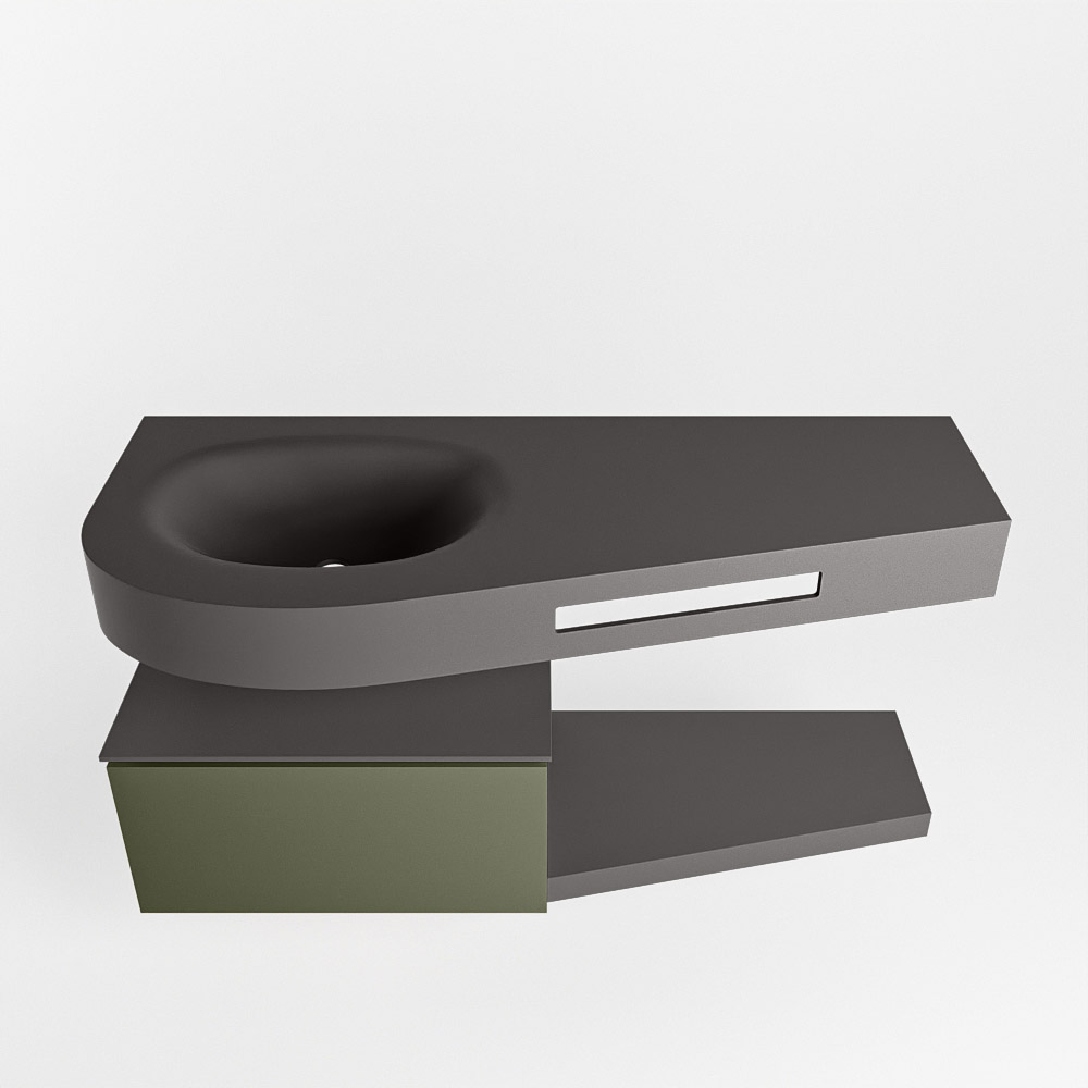 MONDIAZ RIVA 120cm mueble de baño / estante color Army con 1 cajón. Lavabo DULCET Izquierda 1 orificio, color Dark Grey. 6 MONDIAZ RIVA 120cm mueble de baño / estante color Army con 1 cajón. Lavabo DULCET Izquierda 1 orificio, color Dark Grey. - Imagen 6