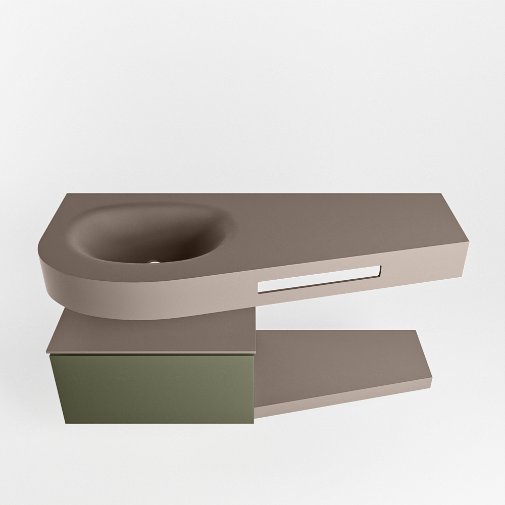 MONDIAZ RIVA 120cm mueble de baño / estante color Army con 1 cajón. Lavabo DULCET Izquierda sin orificio, color Smoke. 6 MONDIAZ RIVA 120cm mueble de baño / estante color Army con 1 cajón. Lavabo DULCET Izquierda sin orificio, color Smoke. - Imagen 6