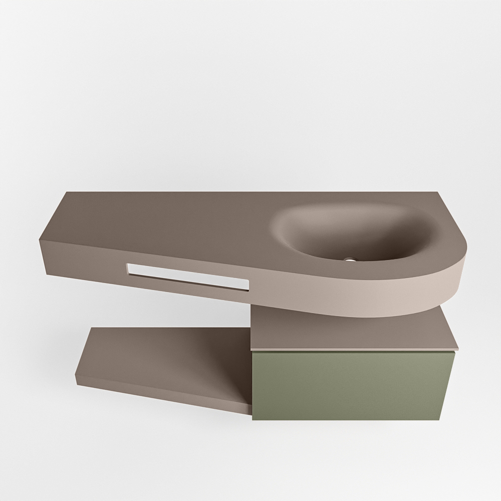 MONDIAZ RIVA 120cm mueble de baño / estante color Army con 1 cajón. Lavabo DULCET Derecho sin orificio, color Smoke. 6 MONDIAZ RIVA 120cm mueble de baño / estante color Army con 1 cajón. Lavabo DULCET Derecho sin orificio, color Smoke. - Imagen 6