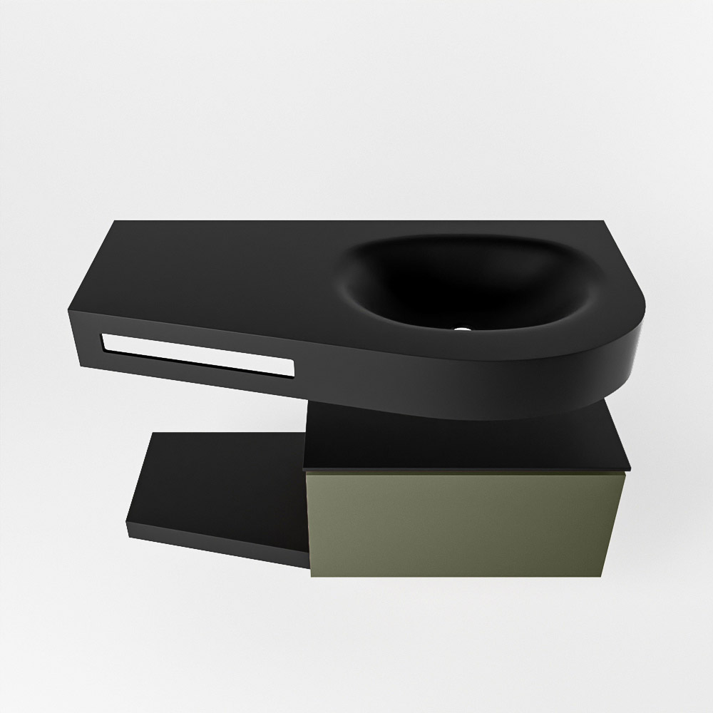 MONDIAZ RIVA 100cm mueble de baño / estante color Army con 1 cajón. Lavabo DULCET Derecho 1 orificio, color Urban. 6 MONDIAZ RIVA 100cm mueble de baño / estante color Army con 1 cajón. Lavabo DULCET Derecho 1 orificio, color Urban. - Imagen 6