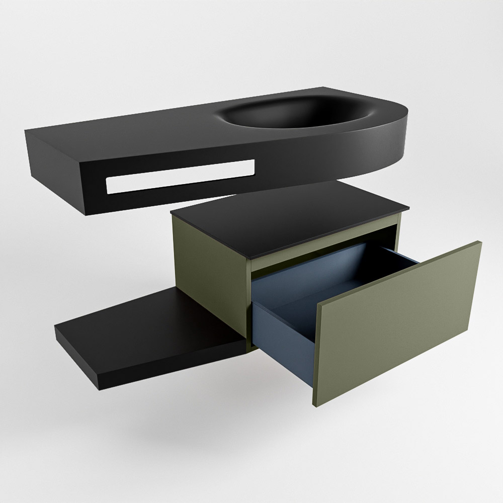 MONDIAZ RIVA 100cm mueble de baño / estante color Army con 1 cajón. Lavabo DULCET Derecho 1 orificio, color Urban. 5 MONDIAZ RIVA 100cm mueble de baño / estante color Army con 1 cajón. Lavabo DULCET Derecho 1 orificio, color Urban. - Imagen 5