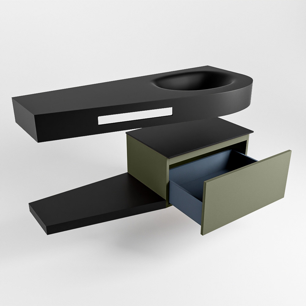 MONDIAZ RIVA 120cm mueble de baño / estante color Army con 1 cajón. Lavabo DULCET Derecho sin orificio, color Urban. 5 MONDIAZ RIVA 120cm mueble de baño / estante color Army con 1 cajón. Lavabo DULCET Derecho sin orificio, color Urban. - Imagen 5
