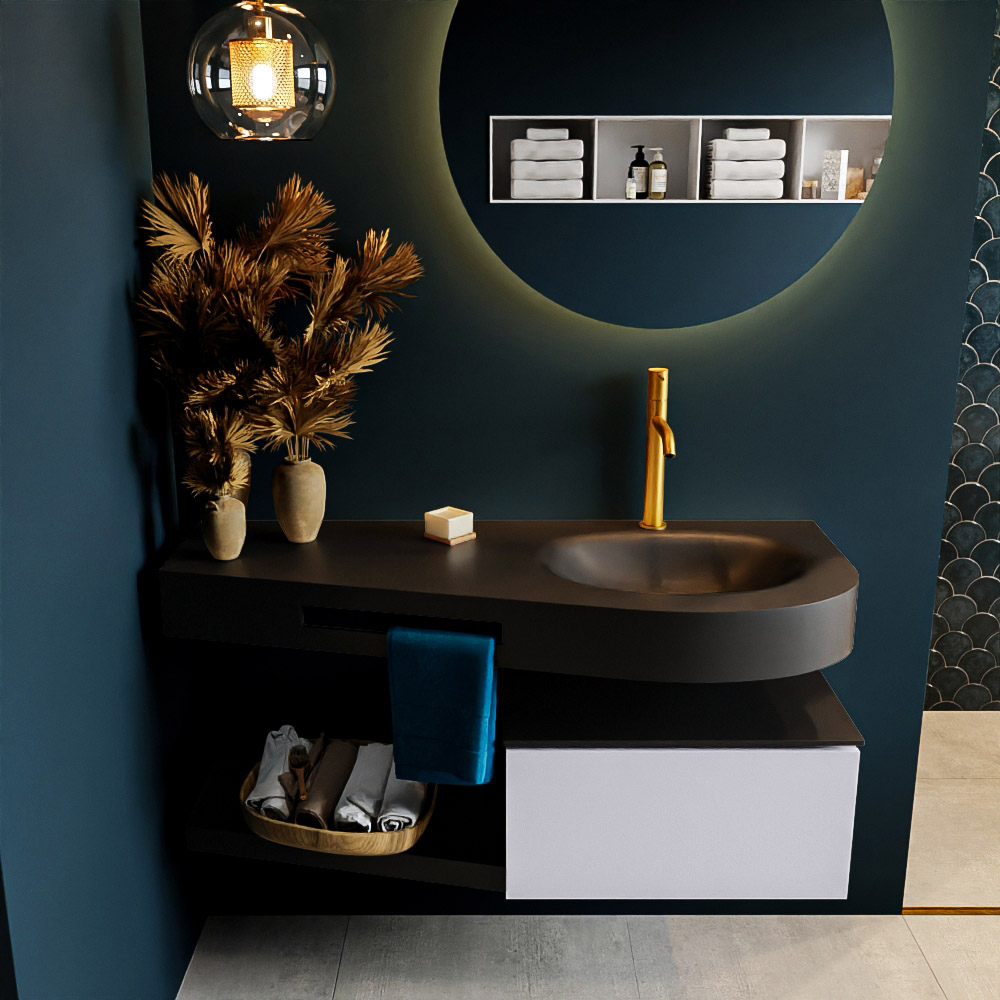 MONDIAZ RIVA 120cm mueble de baño / estante color Cale con 1 cajón. Lavabo DULCET Derecho 1 orificio, color Urban. 3 MONDIAZ RIVA 120cm mueble de baño / estante color Cale con 1 cajón. Lavabo DULCET Derecho 1 orificio, color Urban. - Imagen 3