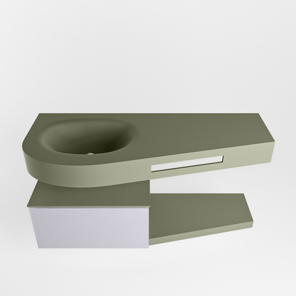 MONDIAZ RIVA 120cm mueble de baño / estante color Cale con 1 cajón. Lavabo DULCET Izquierda sin orificio, color Army. 6 MONDIAZ RIVA 120cm mueble de baño / estante color Cale con 1 cajón. Lavabo DULCET Izquierda sin orificio, color Army. - Imagen 6