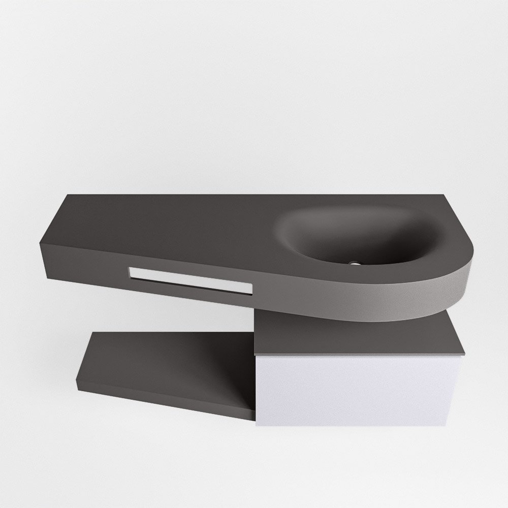 MONDIAZ RIVA 120cm mueble de baño / estante color Cale con 1 cajón. Lavabo DULCET Derecho sin orificio, color Dark Grey. - Imagen 6