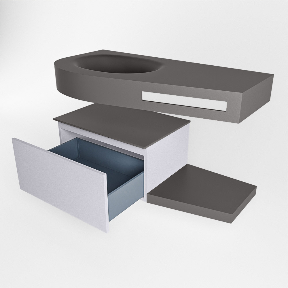 MONDIAZ RIVA 100cm mueble de baño / estante color Cale con 1 cajón. Lavabo DULCET Izquierda 1 orificio, color Dark Grey. - Imagen 5