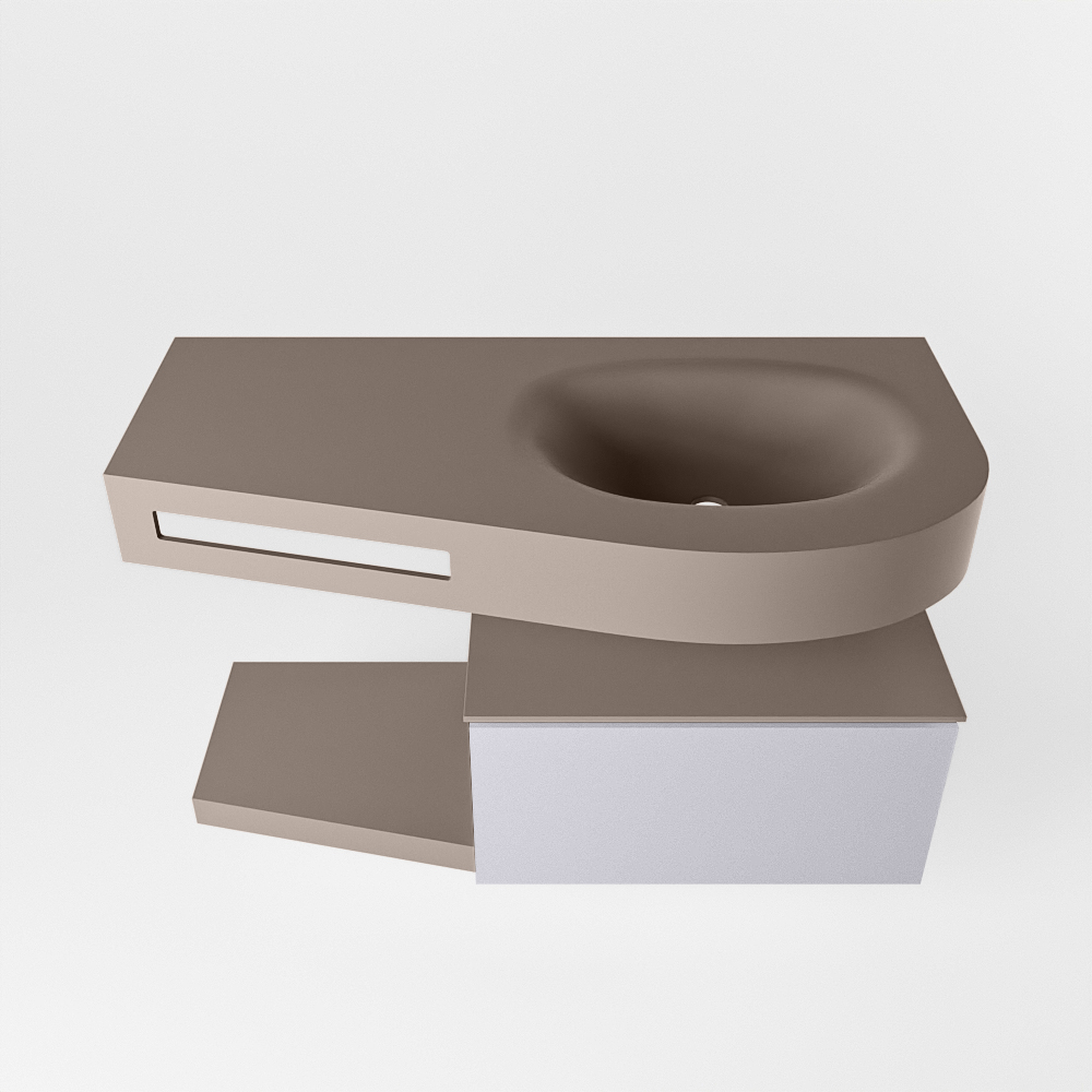 MONDIAZ RIVA 100cm mueble de baño / estante color Cale con 1 cajón. Lavabo DULCET Derecho sin orificio, color Smoke. 6 MONDIAZ RIVA 100cm mueble de baño / estante color Cale con 1 cajón. Lavabo DULCET Derecho sin orificio, color Smoke. - Imagen 6