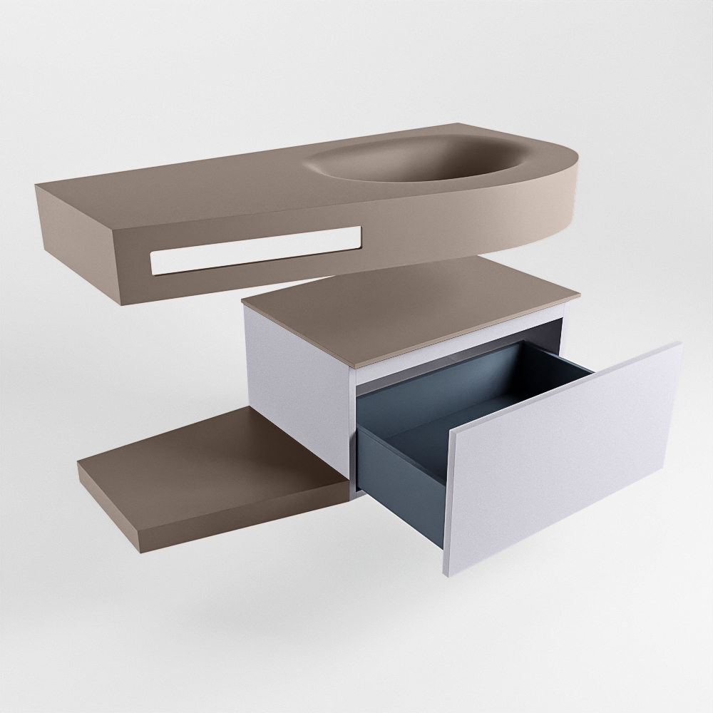 MONDIAZ RIVA 100cm mueble de baño / estante color Cale con 1 cajón. Lavabo DULCET Derecho sin orificio, color Smoke. 5 MONDIAZ RIVA 100cm mueble de baño / estante color Cale con 1 cajón. Lavabo DULCET Derecho sin orificio, color Smoke. - Imagen 5