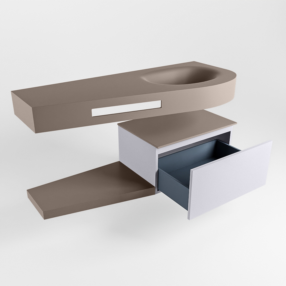 MONDIAZ RIVA 120cm mueble de baño / estante color Cale con 1 cajón. Lavabo DULCET Derecho sin orificio, color Smoke. 5 MONDIAZ RIVA 120cm mueble de baño / estante color Cale con 1 cajón. Lavabo DULCET Derecho sin orificio, color Smoke. - Imagen 5