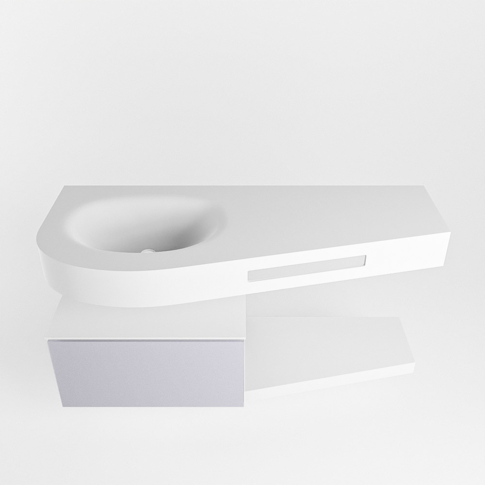 MONDIAZ RIVA 120cm mueble de baño / estante color Cale con 1 cajón. Lavabo DULCET Izquierda sin orificio, color Talc. 6 MONDIAZ RIVA 120cm mueble de baño / estante color Cale con 1 cajón. Lavabo DULCET Izquierda sin orificio, color Talc. - Imagen 6