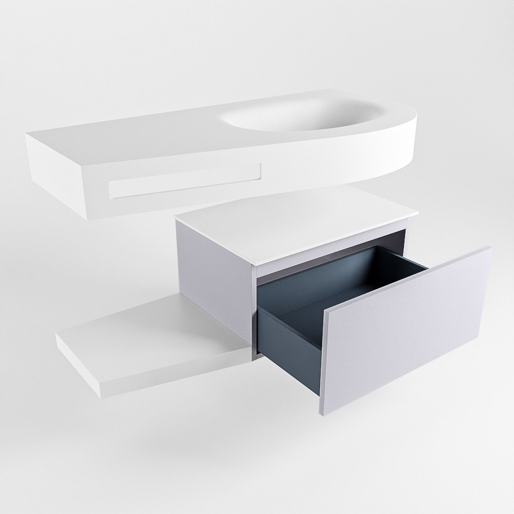 MONDIAZ RIVA 100cm mueble de baño / estante color Cale con 1 cajón. Lavabo DULCET Derecho sin orificio, color Talc. 5 MONDIAZ RIVA 100cm mueble de baño / estante color Cale con 1 cajón. Lavabo DULCET Derecho sin orificio, color Talc. - Imagen 5