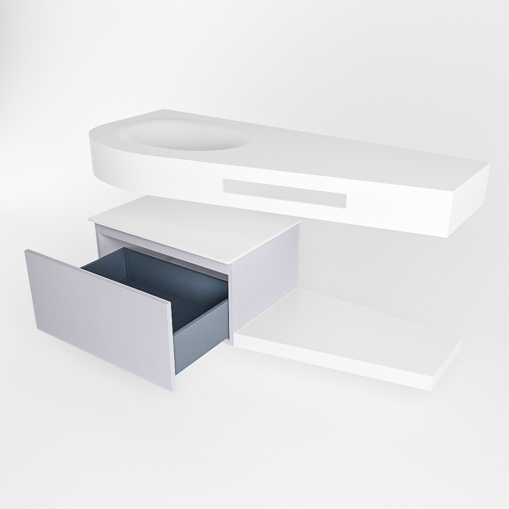 MONDIAZ RIVA 120cm mueble de baño / estante color Cale con 1 cajón. Lavabo DULCET Izquierda sin orificio, color Talc. 5 MONDIAZ RIVA 120cm mueble de baño / estante color Cale con 1 cajón. Lavabo DULCET Izquierda sin orificio, color Talc. - Imagen 5
