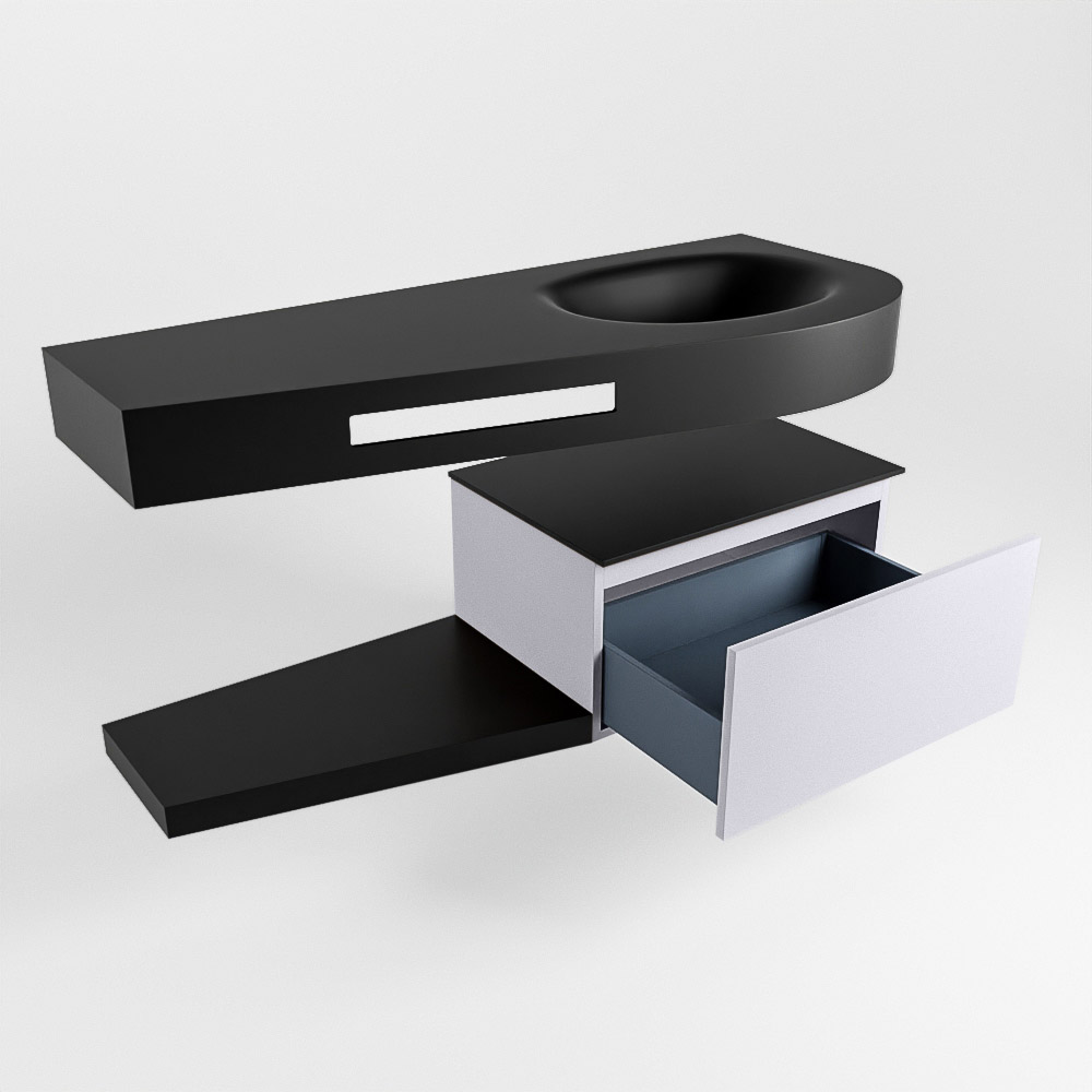 MONDIAZ RIVA 120cm mueble de baño / estante color Cale con 1 cajón. Lavabo DULCET Derecho sin orificio, color Urban. 5 MONDIAZ RIVA 120cm mueble de baño / estante color Cale con 1 cajón. Lavabo DULCET Derecho sin orificio, color Urban. - Imagen 5