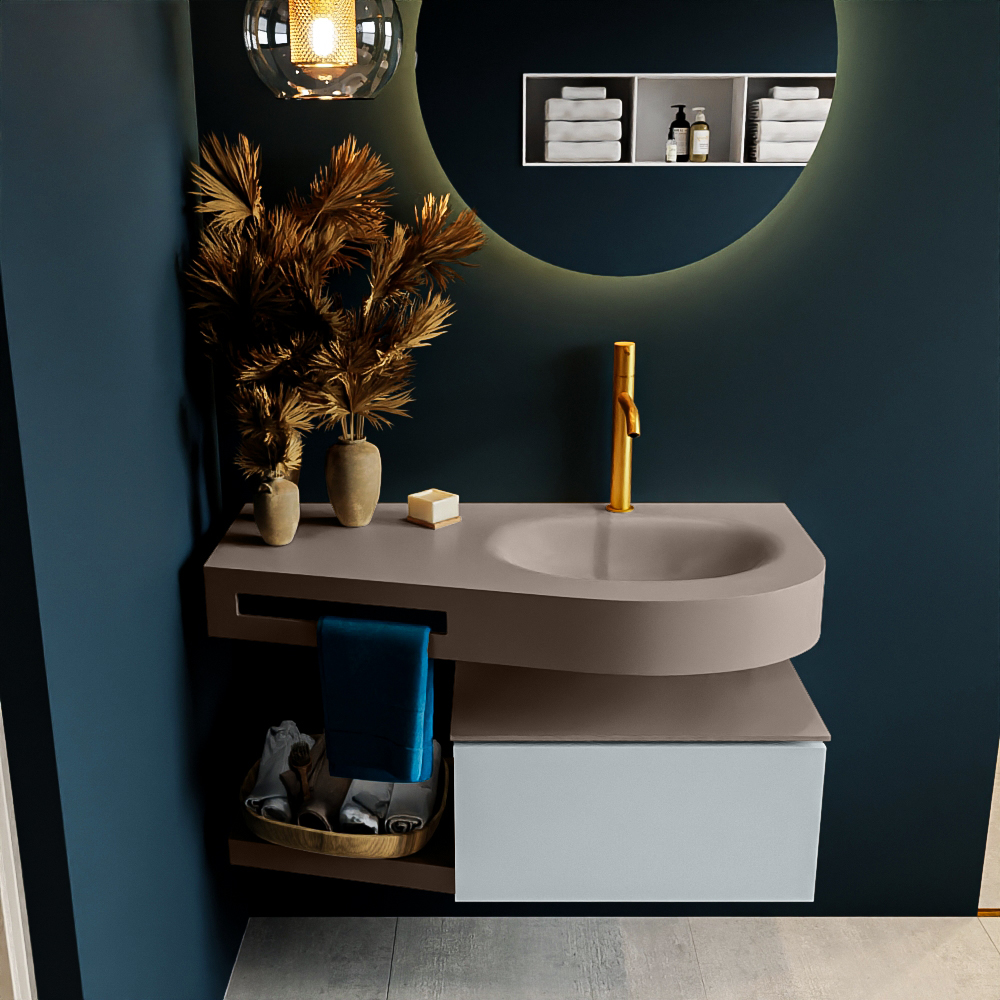 MONDIAZ RIVA 100cm mueble de baño / estante color Clay con 1 cajón. Lavabo DULCET Derecho 1 orificio, color Smoke. 3 MONDIAZ RIVA 100cm mueble de baño / estante color Clay con 1 cajón. Lavabo DULCET Derecho 1 orificio, color Smoke. - Imagen 3