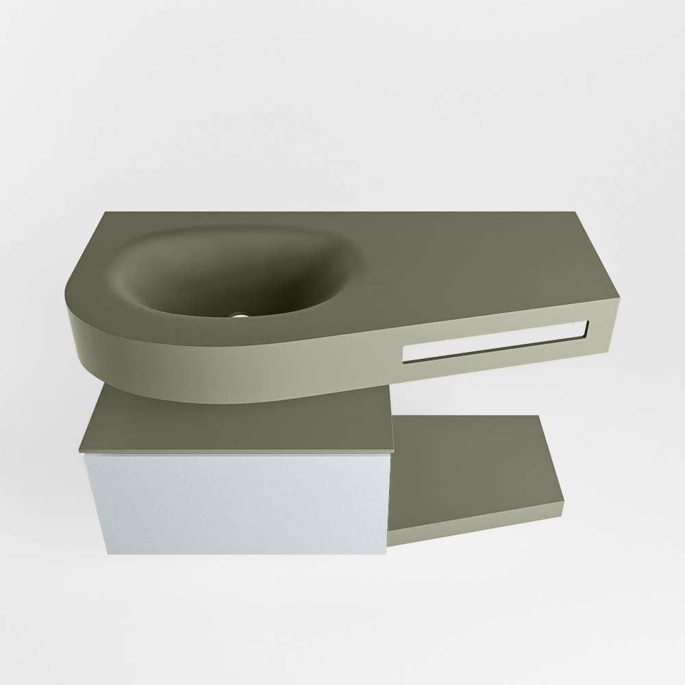 MONDIAZ RIVA 100cm mueble de baño / estante color Clay con 1 cajón. Lavabo DULCET Izquierda sin orificio, color Army. 6 MONDIAZ RIVA 100cm mueble de baño / estante color Clay con 1 cajón. Lavabo DULCET Izquierda sin orificio, color Army. - Imagen 6