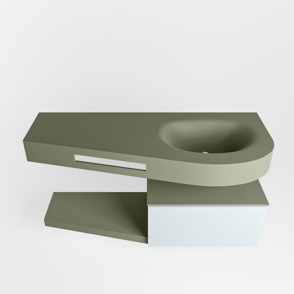 MONDIAZ RIVA 120cm mueble de baño / estante color Clay con 1 cajón. Lavabo DULCET Derecho 1 orificio, color Army. 6 MONDIAZ RIVA 120cm mueble de baño / estante color Clay con 1 cajón. Lavabo DULCET Derecho 1 orificio, color Army. - Imagen 6
