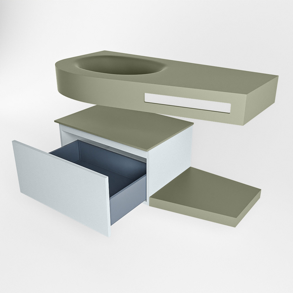 MONDIAZ RIVA 100cm mueble de baño / estante color Clay con 1 cajón. Lavabo DULCET Izquierda sin orificio, color Army. 5 MONDIAZ RIVA 100cm mueble de baño / estante color Clay con 1 cajón. Lavabo DULCET Izquierda sin orificio, color Army. - Imagen 5