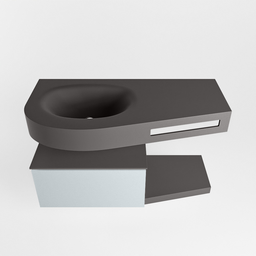 MONDIAZ RIVA 100cm mueble de baño / estante color Clay con 1 cajón. Lavabo DULCET Izquierda sin orificio, color Dark Grey. - Imagen 6